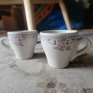 ACF Made In Italy White and Pink Ceramic Espresso Cups